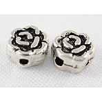 Tibetan Style Alloy Beads, Cadmium Free & Lead Free, Flower, Antique Silver Color, about 5.5mm in diameter, 3mm thick, hole: 1mm(LF0293Y)