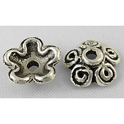 Tibetan Style Alloy Caps, Lead Free & Cadmium Free, Antique Silver, 10x3.5mm, Hole: 1.5mm(LF0202Y)