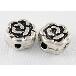 Tibetan Style Alloy Beads, Cadmium Free & Lead Free, Flower, Antique Silver Color, about 5.5mm in diameter, 3mm thick, hole: 1mm(LF0293Y)