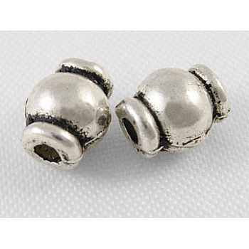 Tibetan Style Alloy Beads, Lead Free & Cadmium Free & Nickel Free, Antique Silver, 6.5x5mm, Hole: 2mm