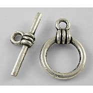 Tibetan Style Toggle Clasps, Ring, Cadmium Free & Nickel Free & Lead Free, Antique Silver, 15x11mm, Hole: 2mm(LF1050Y-NF)