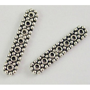 Tibetan Style Alloy Spacer Bars, Rectangle, Cadmium Free & Nickel Free & Lead Free, 7-Hole, Antique Silver, 23x5x2mm, Hole: 1mm