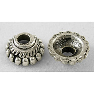 Tibetan Style Alloy Caps, Cadmium Free & Nickel Free & Lead Free, Antique Silver, 8x3mm, Hole: 2mm(LF1235Y-NF)