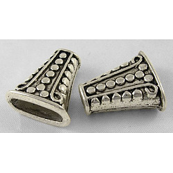 Tibetan Style Alloy Bead Cones, For Tassels Pendant, Lead Free, Cadmium Free and Nickel Free, Trapezoid, Antique Silver, about 17mm wide, 18mm long, 9mm thick, hole: 4mm(LF1281Y-NF)