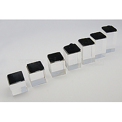 Ring Display, Acrylic, with Wool Cover, Cuboid, Clear and Black, about 30mm wide, 30mm long, 30~60mm high, about 7pcs/set(A2CEY011)