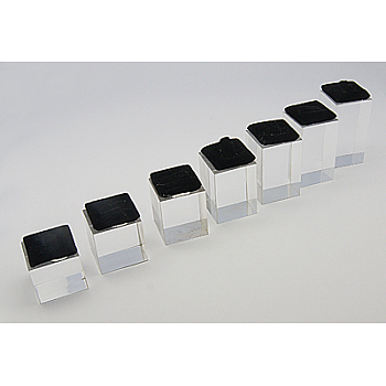 Ring Display, Acrylic, with Wool Cover, Cuboid, Clear and Black, about 30mm wide, 30mm long, 30~60mm high, about 7pcs/set