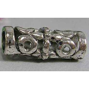 Tibetan Style Alloy Tube Beads, Lead Free & Cadmium Free, Antique Silver, 19.5x6.5mm, Hole: 3mm