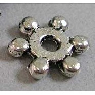 Tibetan Silver Spacers, Cadmium Free & Lead Free, Snowflake, Antique Silver, about 8mm long, Hole: 1.5mm(AA114)