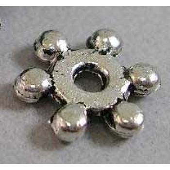 Tibetan Silver Spacers, Cadmium Free & Lead Free, Snowflake, Antique Silver, about 8mm long, Hole: 1.5mm
