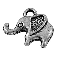 Tibetan Style Charms, Lead Free & Cadmium Free, Elephant, Antique Silver, 14mm long, 14mm wide, 12.9mm thick, Hole: 2mm(AB2818Y)