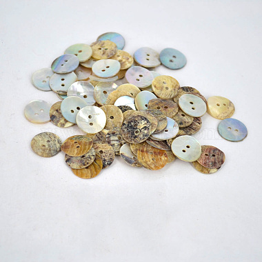 15mm Mixed Color Flat Round Shell 2-Hole Button