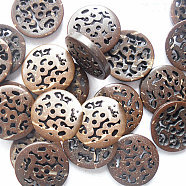 Round Hollow-Out 2-hole Basic Sewing Button, Coconut Button, Coconut Brown, about 15mm in diameter, about 100pcs/bag(NNA0Z0H)