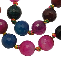 Natural Agate Beads Strands, Dyed, Round, Mixed Color, 14mm(AGAT-14D-19)