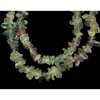 Gemstone Beads Strands, Natural Fluorite, Nuggets, Colorful, about 3~5mm wide, 3~5mm long, hole: 1mm, 34 inch