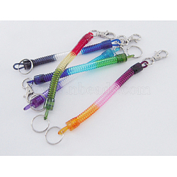 Mixed Tube Keychain, with Iron Findings, Mixed Color, Size: about 22cm long, cord: about 10mm in diameter(AKC089)