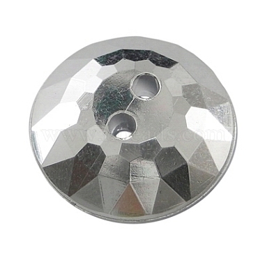 Boutons de couture ronds plats à facettes en acrylique avec 2 trou(AR3229-25-38)-2