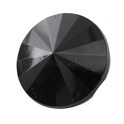 (Holiday Stock-Up Sale)1-Hole Acrylic Rhinestone Faceted Flat Round Sewing Shank Buttons, Faceted, Black, about 15mm in diameter, 8mm thick, hole: 2mm(ARG324-15-01)