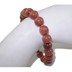 Synthetic Goldstone Beaded Stretch Bracelets, Round, 2 inch(5.2cm), Bead: 8mm(B072-8)