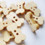 Cartoon Bone Buttons with 2-Hole, Wooden Buttons, Blanched Almond, about 18mm long, 10mm wide, 100pcs/bag(NNA0Z3M)