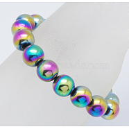 Non-Magnetic Synthetic Hematite Bracelets, Colorful Ball Bracelets, Size: about 57mm in diameter, round beads: 12mm in diameter(BJEW-B142-1)