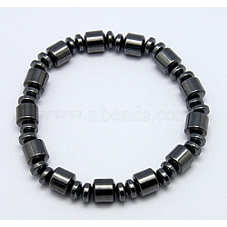 Magnetic Synthetic Hematite Bracelets, Black, Size: about 54mm inner diameter, beads: about 6~8mm in diameter(BJEW-Q025-1)