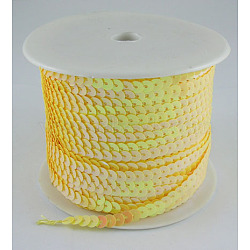Plastic Paillette/Sequins Chain Rolls, AB Color, Lemon Chiffon, 6mm(BS91Y)