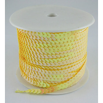 Plastic Paillette/Sequins Chain Rolls, AB Color, Lemon Chiffon, 6mm