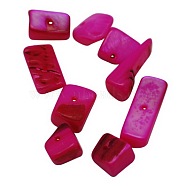 Natural Freshwater Shell Chips Beads, Shell Shards, Dyed, Cerise, 8~17x5~7x4~6mm, Hole: 1mm, about 640pcs/500g(BSHE-S007-3)