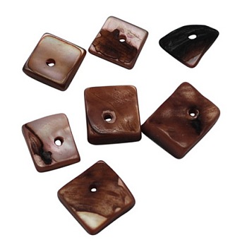 Natural Freshwater Shell Beads, Dyed, Coconut Brown, Size: about 9mm long, 8mm wide, 3mm thick, hole: 2mm, about 1350pcs/500g