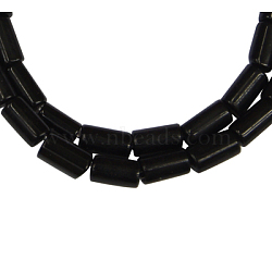 Gemstone Beads Strands, Natural Black Stone, Tube, Black, about 3mm wide, 5mm long, hole: 1mm, 79 pcs/strand, 15.5 inch(BSTONE-5X3)