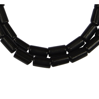 Gemstone Beads Strands, Natural Black Stone, Tube, Black, about 3mm wide, 5mm long, hole: 1mm, 79 pcs/strand, 15.5 inch