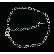 Iron Chain Bracelets, Platinum Color, Chain: 3.5mm wide, 5.5mm long, about 19cm long, adjustable(BW001)