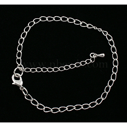 Iron Chain Bracelets, Platinum Color, Chain: 3.5mm wide, 5.5mm long, about 19cm long, adjustable(BW001)