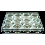 Plastic Beads Containers, 12 Compartments, Rectangle, Clear, 16x12x2.8cm, Capacity: 10ml(0.34 fl. oz)(C003Y)