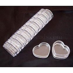 Heart Shape Plastic Beads Storage Container, Clear, 3.1x3.7x1.8cm, Capacity: 3ml(0.1 fl. oz)(C022Y)