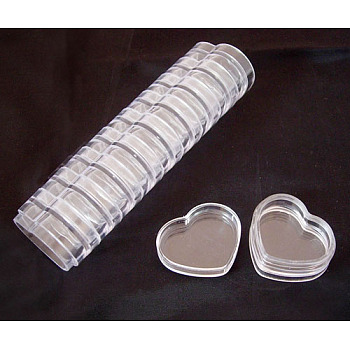Heart Shape Plastic Beads Storage Container, Clear, 3.1x3.7x1.8cm, Capacity: 3ml(0.1 fl. oz)