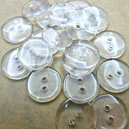 Lucid Round 2-hole Shirt Button, Resin Button, Clear, about 20mm in diameter, hole: 1.5mm, about 200pcs/bag(BRB1B3K)