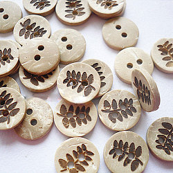 2-Hole Buttons for Kids , Coconut Button, Antique White, about 13mm in diameter, about 100pcs/bag(NNA0YX5)