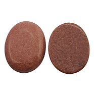 Gemstone Cabochons, Synthetic Goldstone, Oval, Sandy Brown, Size: about 30mm wide, 40mm long, 6.5mm thick(CABO-40X30-8)
