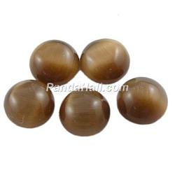 Cat Eye Glass Cabochons, Half Round/Dome, Brown, about 20mm in diameter, 3~5mm thick(CE073-20-30)