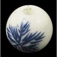 Handmade Blue and White Porcelain Beads, Round, Blue, about 10mm in diameter, hole: 2mm(CF169Y)