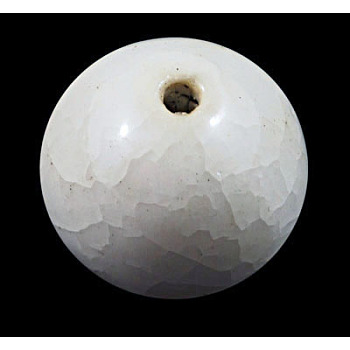Handmade Porcelain Beads, Crackle Style, Round, White, about 12mm in diameter, hole: 3mm