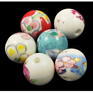 Handmade Porcelain Beads, Round, Mixed Color, about 12mm in diameter, hole: 2.5mm(CFF087Y)
