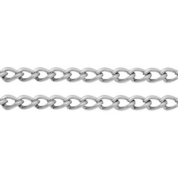Iron Side Twisted Chains, Unwelded, with Spool, Oval, Lead Free, Platinum, 6x4x1mm