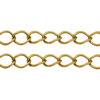 Iron Side Twisted Chains, Unwelded, with Spool, Diamond, Golden, 9x7x1.5mm