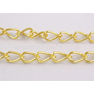 Iron Twisted Chains, Unwelded, Golden, Ring: about 3.5mm wide, 5.5mm long, 0.5mm thick(CH017-G)