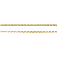 Brass Twisted Chains, Curb Chains, Diamond Cut, Unwelded, Faceted, with Spool, Oval, Lead Free & Nickel Free & Cadmium Free, Golden, 3x2x0.6mm, about 301.83 Feet(92m)/roll(CHC-S103-G)