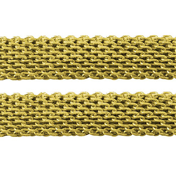 Iron Mesh Chains Network Chains, Unwelded, with Spool, Golden, chain: 4mm wide, 2mm thick, about 328.08 Feet(100m)/roll
