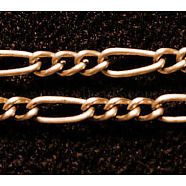 Iron Handmade Chains Figaro Chains Mother-Son Chains, Unwelded, Red Copper Color, with Spool, Mother Link:3x7mm, Son Link:2.5x4mm, about 328.08 Feet(100m)/roll(CHSM001Y-R)
