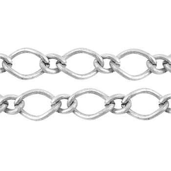 Iron Handmade Chains Figaro Chains Mother-Son Chains, Unwelded, Platinum Color, with Spool, Mother link: 7x10mm, Son link: 4x6mm, 1.2mm thick, about 164.04 Feet(50m)/roll
